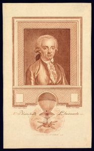 Mr. Blanchard, repülõgép, 1780-1800 körüli metszet.